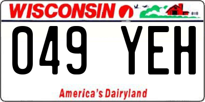 WI license plate 049YEH