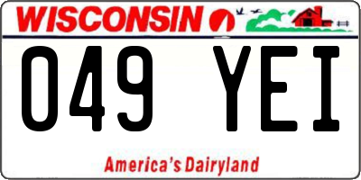 WI license plate 049YEI