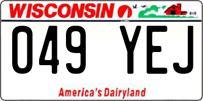 WI license plate 049YEJ