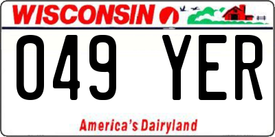 WI license plate 049YER