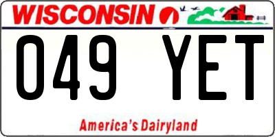 WI license plate 049YET