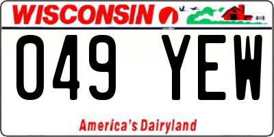 WI license plate 049YEW