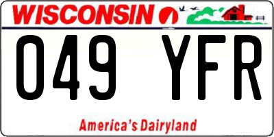 WI license plate 049YFR