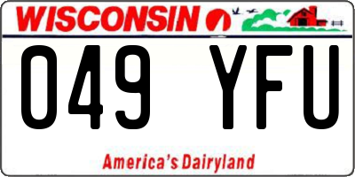 WI license plate 049YFU