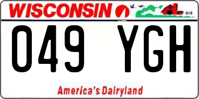 WI license plate 049YGH