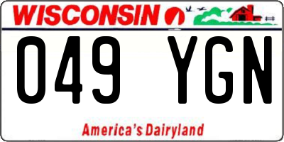 WI license plate 049YGN
