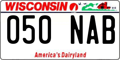 WI license plate 050NAB