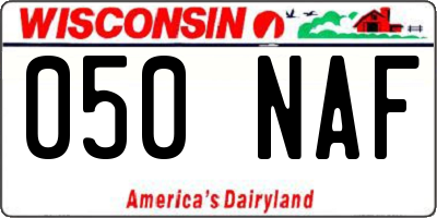 WI license plate 050NAF