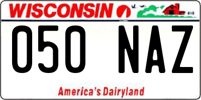 WI license plate 050NAZ