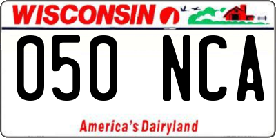 WI license plate 050NCA