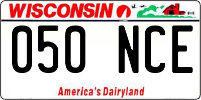 WI license plate 050NCE