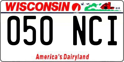 WI license plate 050NCI