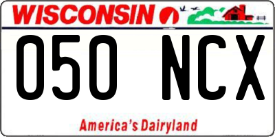 WI license plate 050NCX