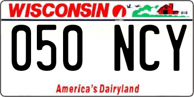 WI license plate 050NCY