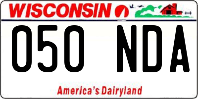 WI license plate 050NDA