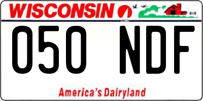 WI license plate 050NDF