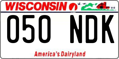 WI license plate 050NDK