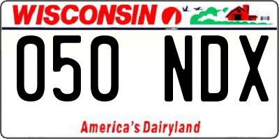 WI license plate 050NDX