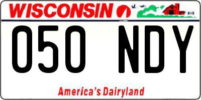 WI license plate 050NDY