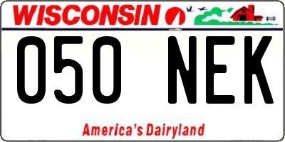 WI license plate 050NEK