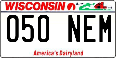 WI license plate 050NEM