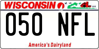 WI license plate 050NFL