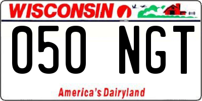 WI license plate 050NGT