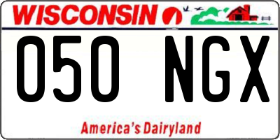 WI license plate 050NGX