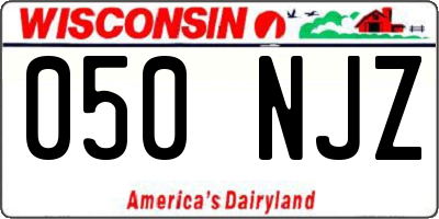 WI license plate 050NJZ