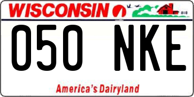 WI license plate 050NKE