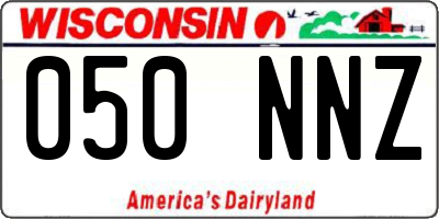 WI license plate 050NNZ