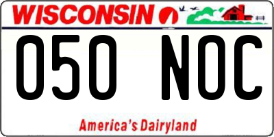 WI license plate 050NOC