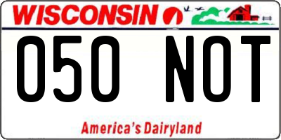 WI license plate 050NOT