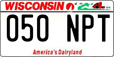 WI license plate 050NPT