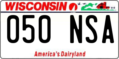 WI license plate 050NSA