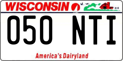 WI license plate 050NTI