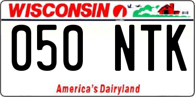 WI license plate 050NTK