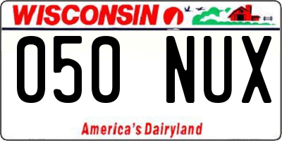WI license plate 050NUX