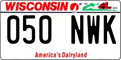 WI license plate 050NWK