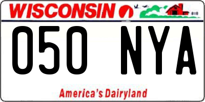 WI license plate 050NYA