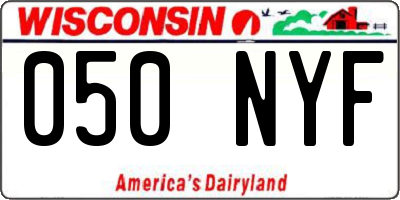 WI license plate 050NYF