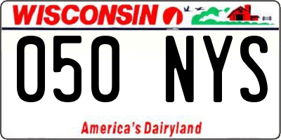 WI license plate 050NYS