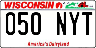 WI license plate 050NYT