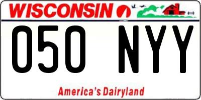 WI license plate 050NYY