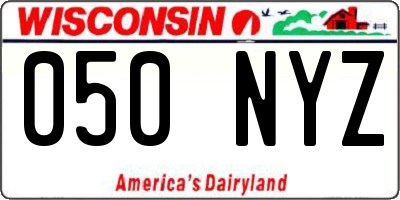 WI license plate 050NYZ