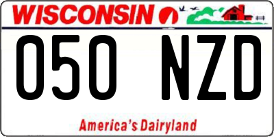 WI license plate 050NZD