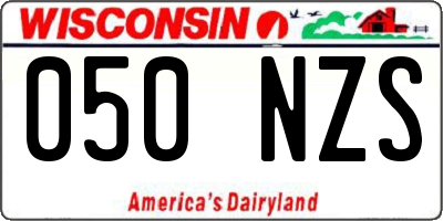 WI license plate 050NZS