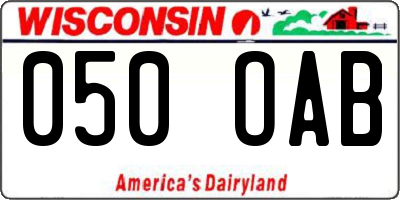 WI license plate 050OAB