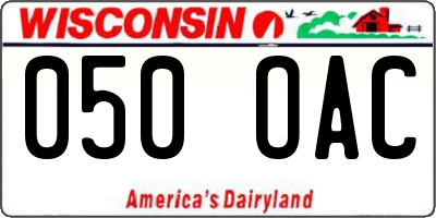 WI license plate 050OAC