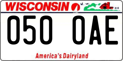 WI license plate 050OAE